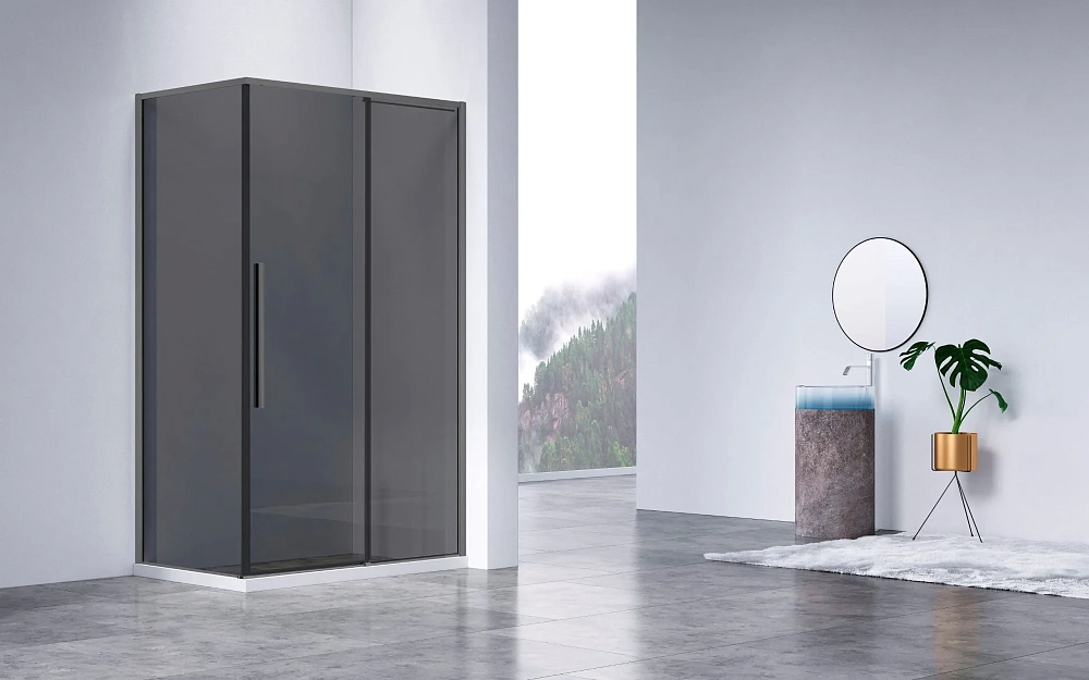 Душевой уголок Vincea Slim-N VSR-4SN9012CGGM 1200x900 вороненая сталь, стекло тонированное — Изображение 2