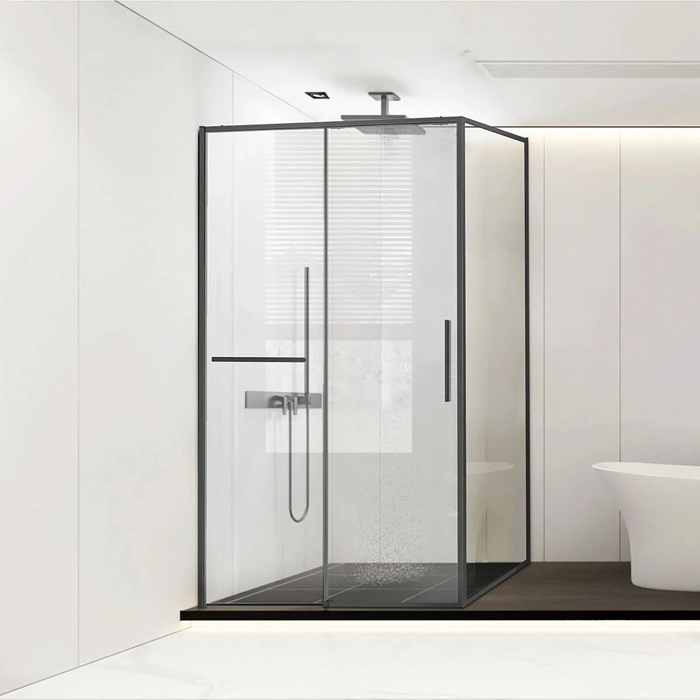 Душевой уголок Vincea Слим Софт (Slim Soft) VSR-1SS9010CLGM 1000x900 вороненая сталь, стекло прозрачное — Изображение 1