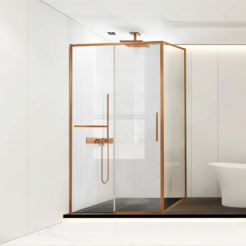 Душевой уголок Vincea Slim Soft VSR-1SS9012CLBC 1200x900 брашированная медь, стекло прозрачное — Изображение 1