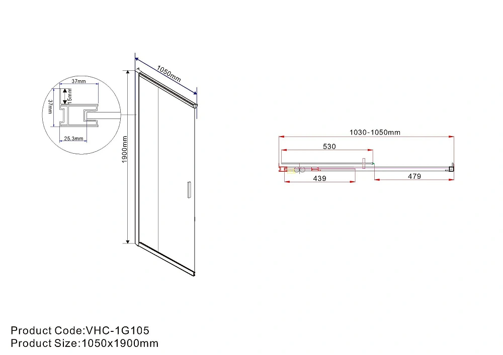 Душевой уголок Vincea Garda VSS-1G90105CL 1050x900 хром, стекло прозрачное — Изображение 6