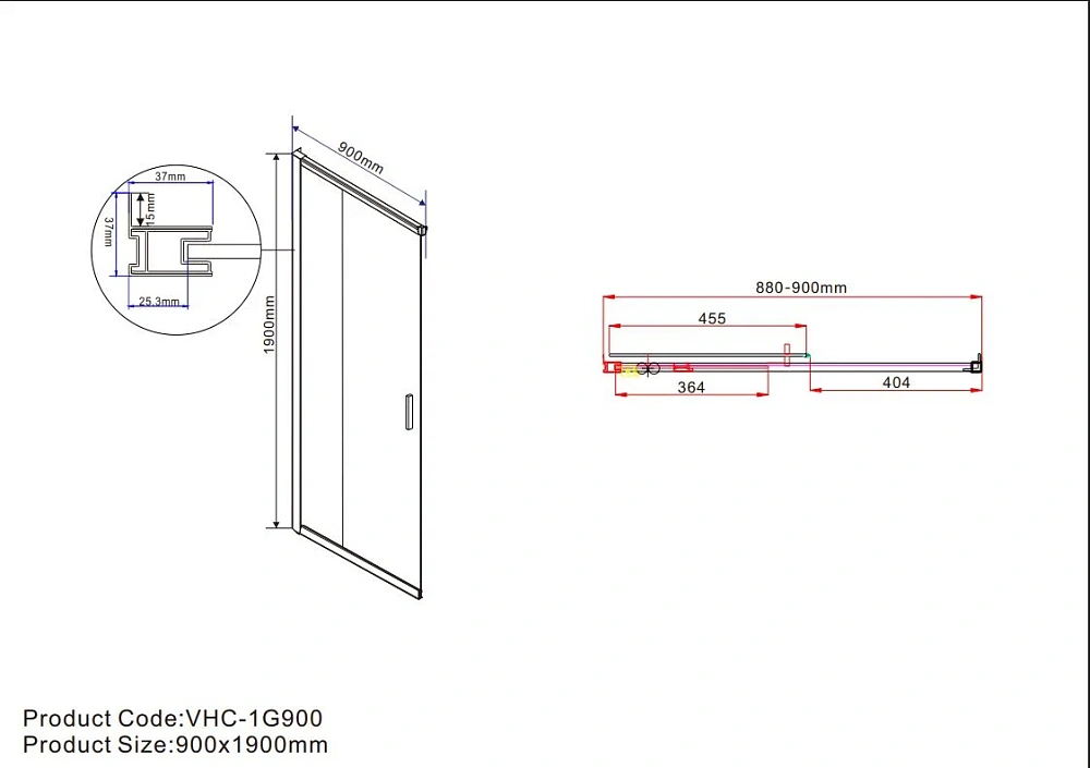 Душевой уголок Vincea Garda VSS-1G90105CL 1050x900 хром, стекло прозрачное — Изображение 7