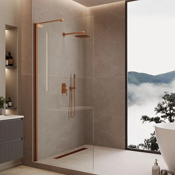 Душевая перегородка Vincea Walk-In VLSW-1H700CLBC 700x2000 брашированная медь, стекло прозрачное