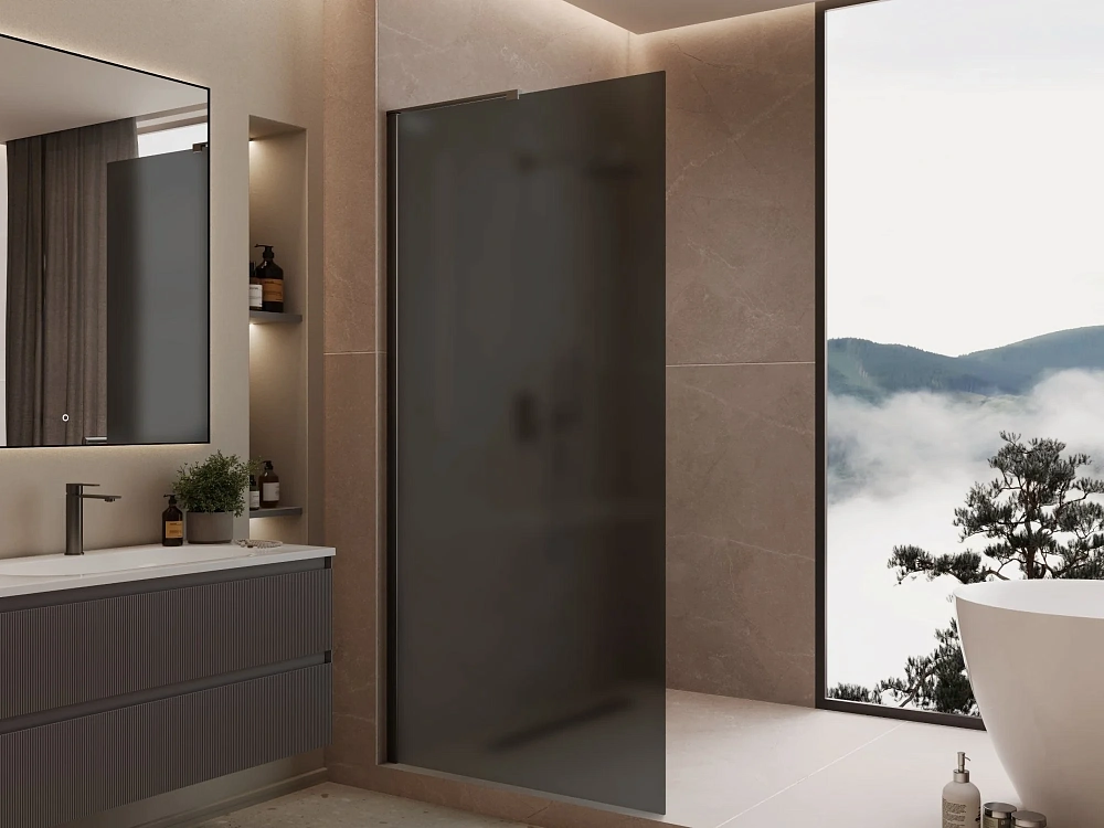 Душевая перегородка Vincea Walk-In VLSW-1H900GFB 900x2000 черный, стекло матовое тонированное — Изображение 3