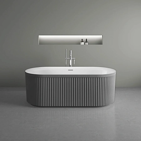 Акриловая ванна Vincea VBT-709-1700MA 1700x800x585 матовый антрацит/белый, щелевой перелив, слив белый
