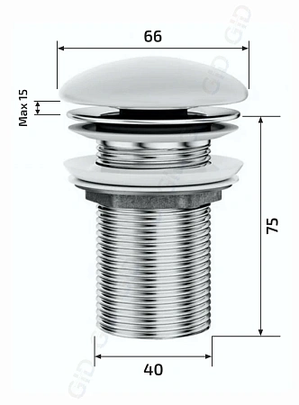 Донный клапан Gid без перелива Whm100 74403K белый матовый 7x7x10 Донный клапан Gid без перелива Whm100 74403K белый матовый 7x7x10