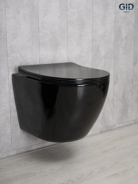 Унитаз подвесной Gid Tr2198-18 62204Y черная глянцевая 49x36x35.5 с крышкой микролифт