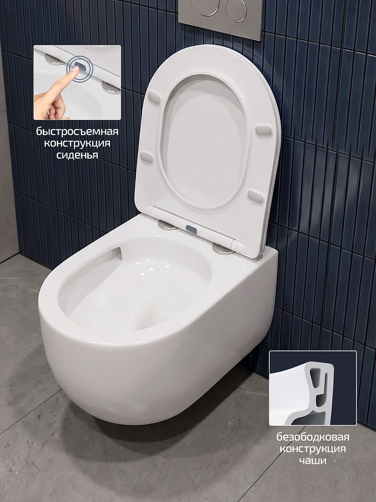 Унитаз подвесной Tornado Gid Tr2133TF 62262Y белый 49x36x34 с крышкой микролифт — Изображение 6