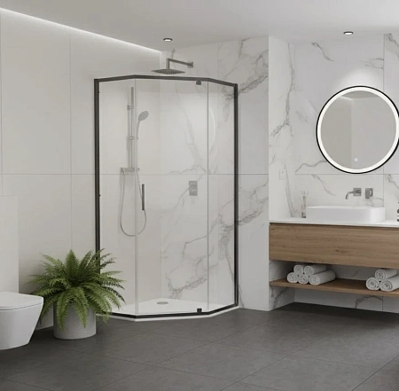 Душевой уголок Cerama Lux CL1006QG-100 GREY профиль серый, стекло прозрачное 1000x1000 мм Душевой уголок Cerama Lux CL1006QG-100 GREY профиль серый, стекло прозрачное 1000x1000 мм
