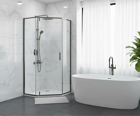 Душевой уголок Cerama Lux CL1006QG-90 GREY профиль серый, стекло прозрачное 900x900 мм Душевой уголок Cerama Lux CL1006QG-90 GREY профиль серый, стекло прозрачное 900x900 мм