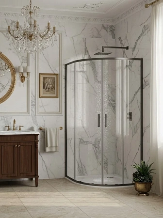 Душевой уголок Cerama Lux CL901BGG-100 профиль темно-серый, стекло прозрачное 1000x1000 мм