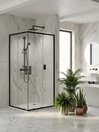 Душевой уголок Cerama Lux CL902B-9012 BLACK профиль черно-матовый, стекло прозрачное 900x1200 мм Душевой уголок Cerama Lux CL902B-9012 BLACK профиль черно-матовый, стекло прозрачное 900x1200 мм