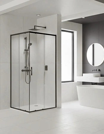 Душевой уголок Cerama Lux CL902B-9012 BLACK профиль черно-матовый, стекло прозрачное 900x1200 мм Душевой уголок Cerama Lux CL902B-9012 BLACK профиль черно-матовый, стекло прозрачное 900x1200 мм