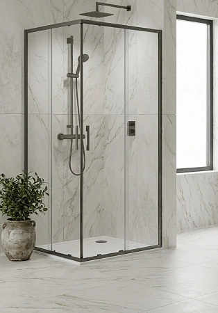 Душевой уголок Cerama Lux CL902QG-9012 GREY профиль серый, стекло прозрачное 900x1200 мм Душевой уголок Cerama Lux CL902QG-9012 GREY профиль серый, стекло прозрачное 900x1200 мм