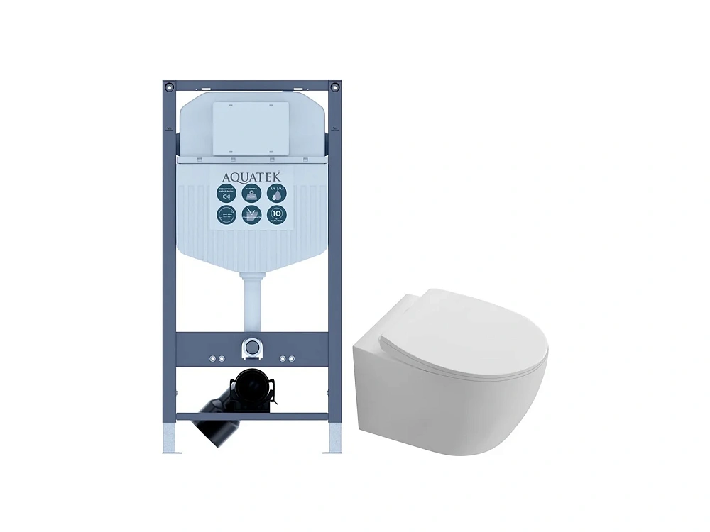 Комплект унитаза SET AQUATEK СОФИЯ/INS-23 инсталляция INS-0000023 с тонким сиденьем — Изображение 1