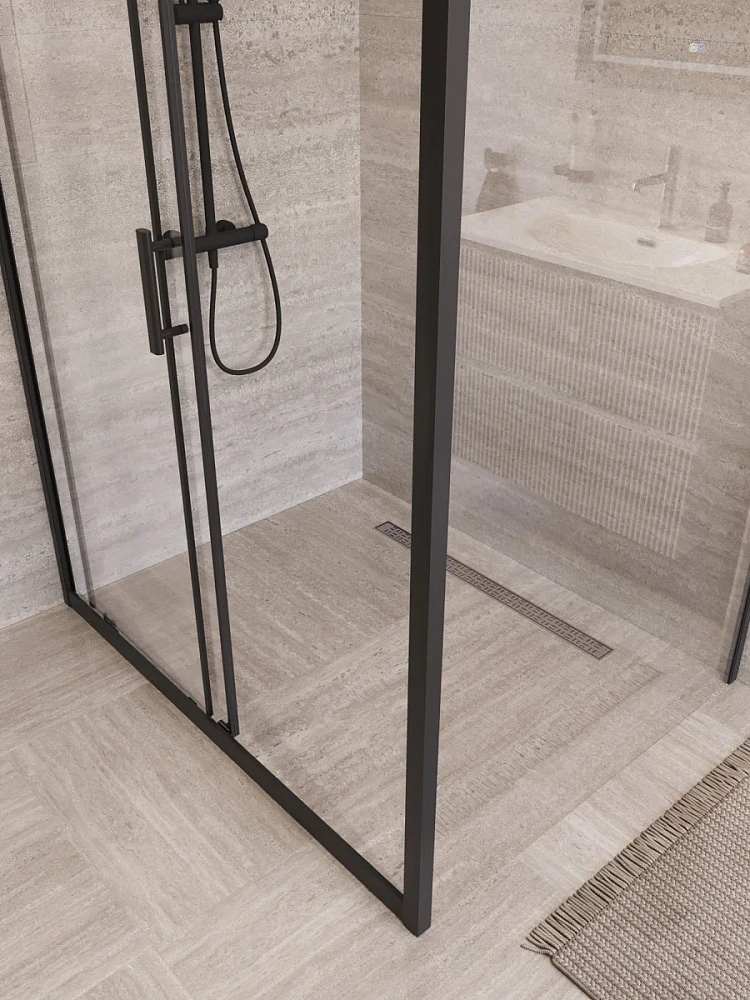 Душевой уголок BelBagno UNO-195-AH-1-120/100-C-NERO 120x100 см, профиль черный, стекло прозрачное — Изображение 3