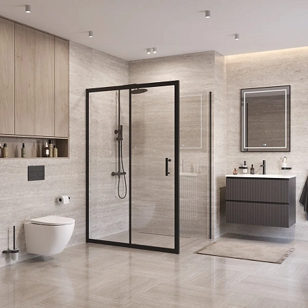 Душевой уголок BelBagno UNO-195-AH-1-120/100-C-NERO 120x100 см, профиль черный, стекло прозрачное Душевой уголок BelBagno UNO-195-AH-1-120/100-C-NERO 120x100 см, профиль черный, стекло прозрачное