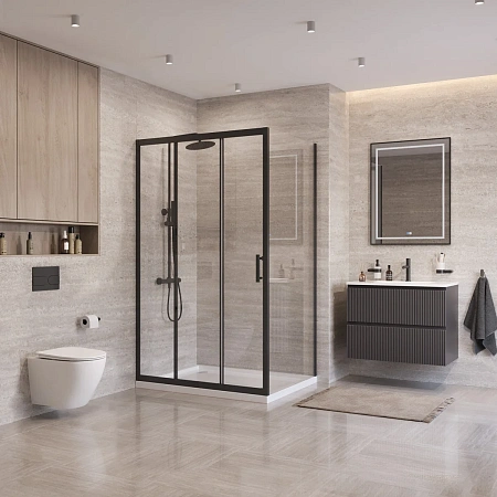 Душевой уголок BelBagno UNO-195-AHF-31-120/100-C-NERO 120x100 см, профиль черный, стекло прозрачное Душевой уголок BelBagno UNO-195-AHF-31-120/100-C-NERO 120x100 см, профиль черный, стекло прозрачное
