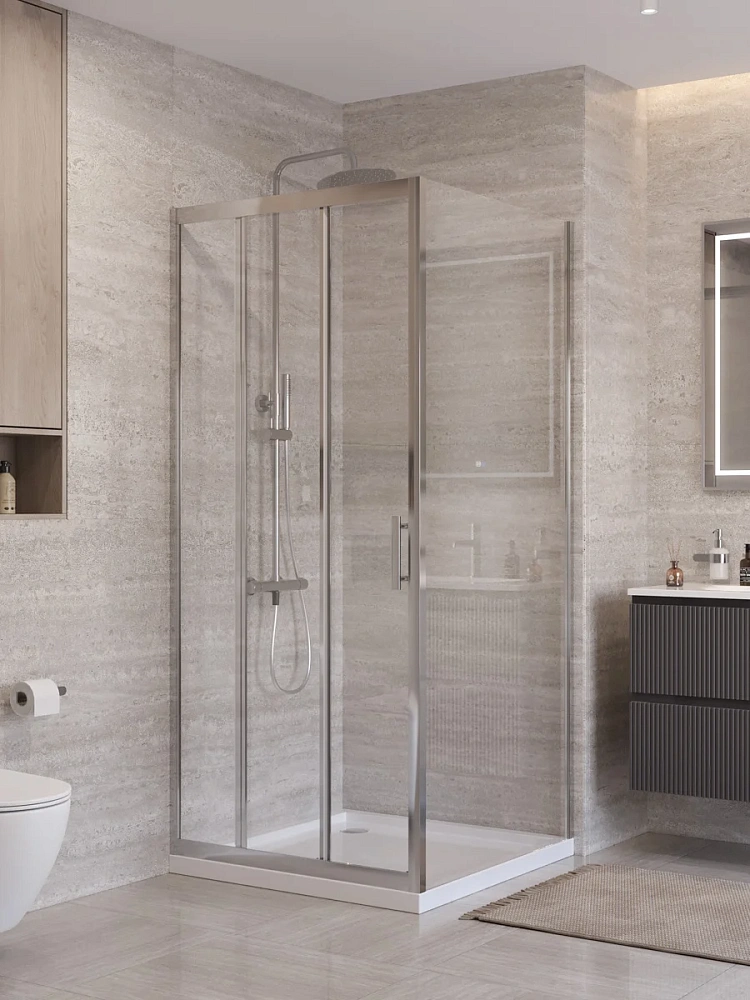 Душевой уголок BelBagno UNO-195-AF-31-100-C-Cr 100x100 см, профиль хром, стекло прозрачное — Изображение 1