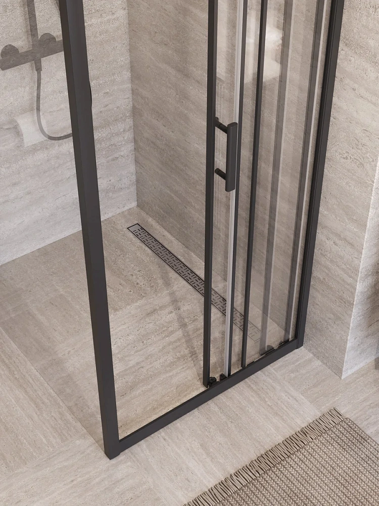 Душевой уголок BelBagno UNO-195-AHF-31-90/100-C-NERO 90x100 см, профиль черный, стекло прозрачное — Изображение 2