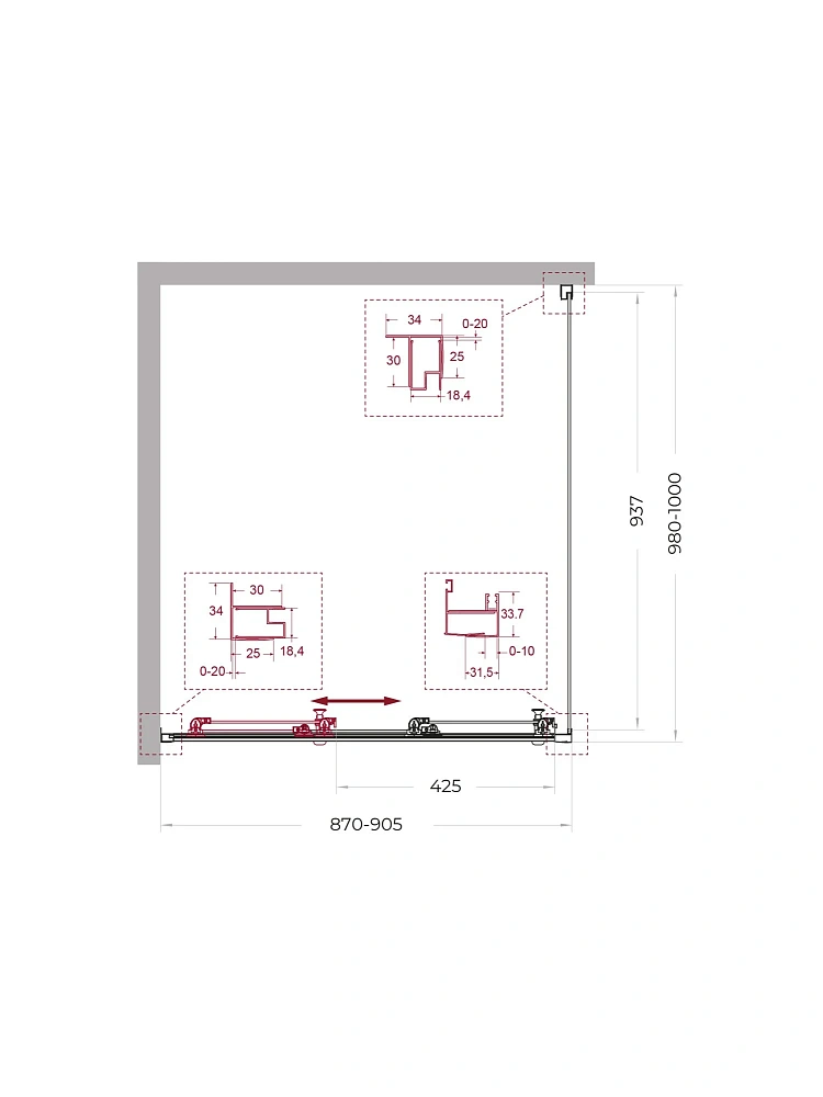 Душевой уголок BelBagno UNO-195-AHF-31-90/100-C-NERO 90x100 см, профиль черный, стекло прозрачное — Изображение 6