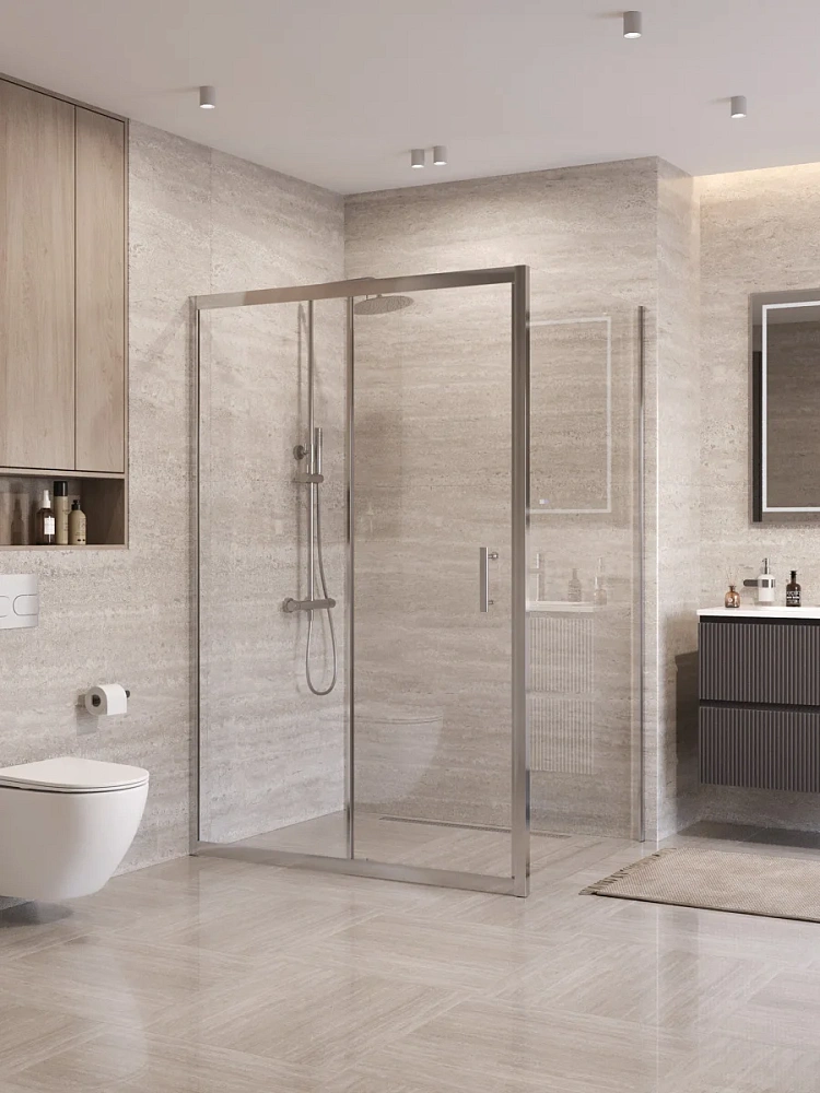 Душевой уголок BelBagno UNO-195-AH-1-130/90-C-Cr 130x90 см, профиль хром, стекло прозрачное — Изображение 1