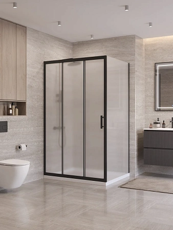Душевой уголок BelBagno UNO-195-AHF-31-120/90-P-NERO 120x90 см, профиль черный, стекло рифленое Душевой уголок BelBagno UNO-195-AHF-31-120/90-P-NERO 120x90 см, профиль черный, стекло рифленое