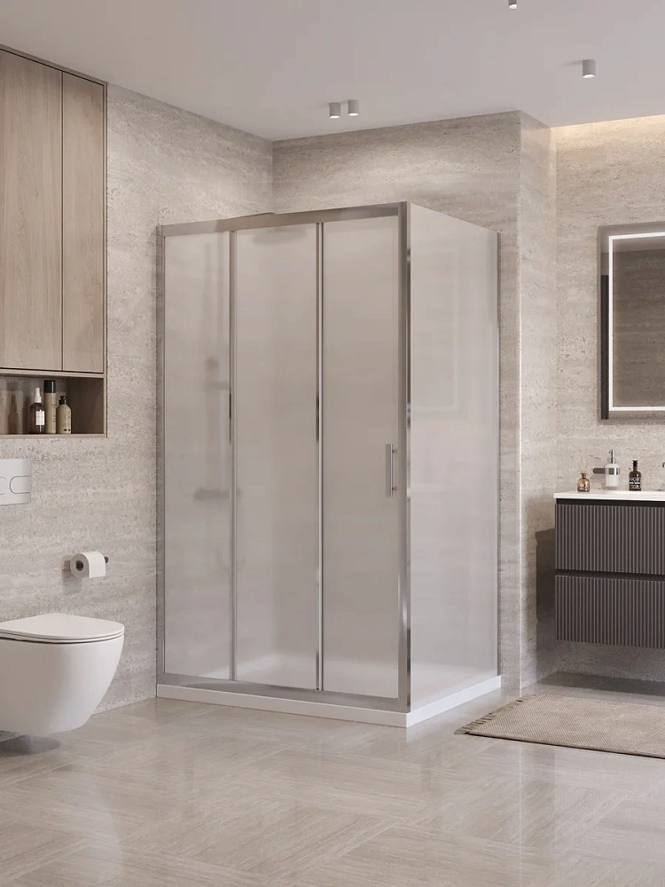 Душевой уголок BelBagno UNO-195-AHF-31-120/90-P-Cr 120x90 см, профиль хром, стекло рифленое — Изображение 1