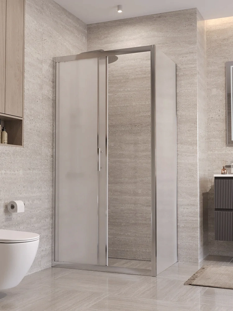 Душевой уголок BelBagno UNO-195-AH-1-110/90-P-Cr 110x90 см, профиль хром, стекло рифленое — Изображение 2