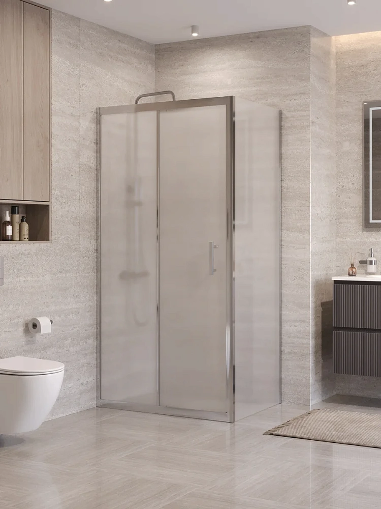 Душевой уголок BelBagno UNO-195-AH-1-110/90-P-Cr 110x90 см, профиль хром, стекло рифленое — Изображение 1