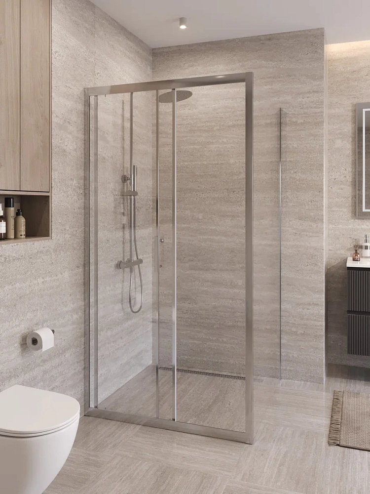 Душевой уголок BelBagno UNO-195-AH-1-100/90-C-Cr 100x90 см, профиль хром, стекло прозрачное — Изображение 2