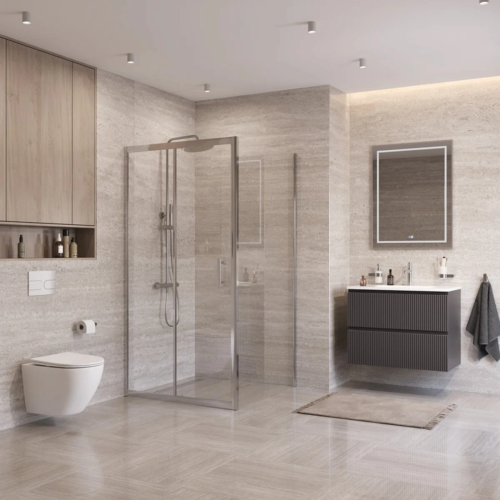 Душевой уголок BelBagno UNO-195-AH-1-100/90-C-Cr 100x90 см, профиль хром, стекло прозрачное — Изображение 4