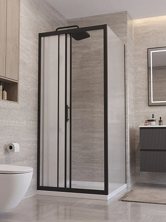 Душевой уголок BelBagno UNO-195-AHF-31-100/90-P-NERO 100x90 см, профиль черный, стекло рифленое Душевой уголок BelBagno UNO-195-AHF-31-100/90-P-NERO 100x90 см, профиль черный, стекло рифленое
