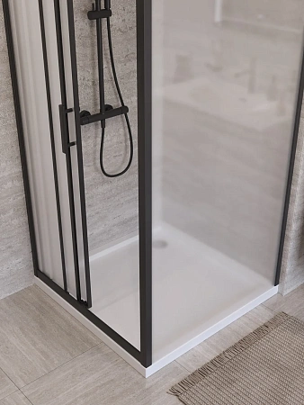 Душевой уголок BelBagno UNO-195-AHF-31-100/90-P-NERO 100x90 см, профиль черный, стекло рифленое Душевой уголок BelBagno UNO-195-AHF-31-100/90-P-NERO 100x90 см, профиль черный, стекло рифленое