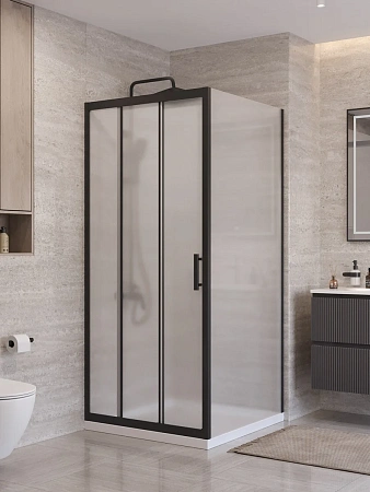 Душевой уголок BelBagno UNO-195-AHF-31-100/90-P-NERO 100x90 см, профиль черный, стекло рифленое Душевой уголок BelBagno UNO-195-AHF-31-100/90-P-NERO 100x90 см, профиль черный, стекло рифленое