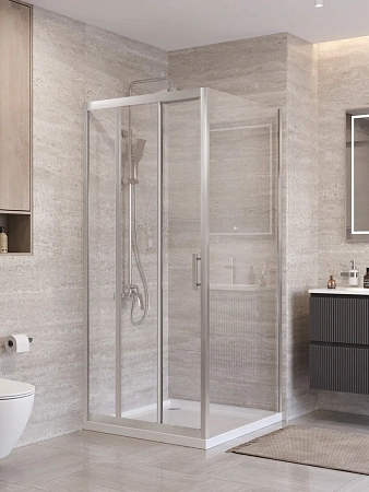 Душевой уголок BelBagno UNO-195-AHF-31-100/90-C-IN 100x90 см, профиль сатин, стекло прозрачное