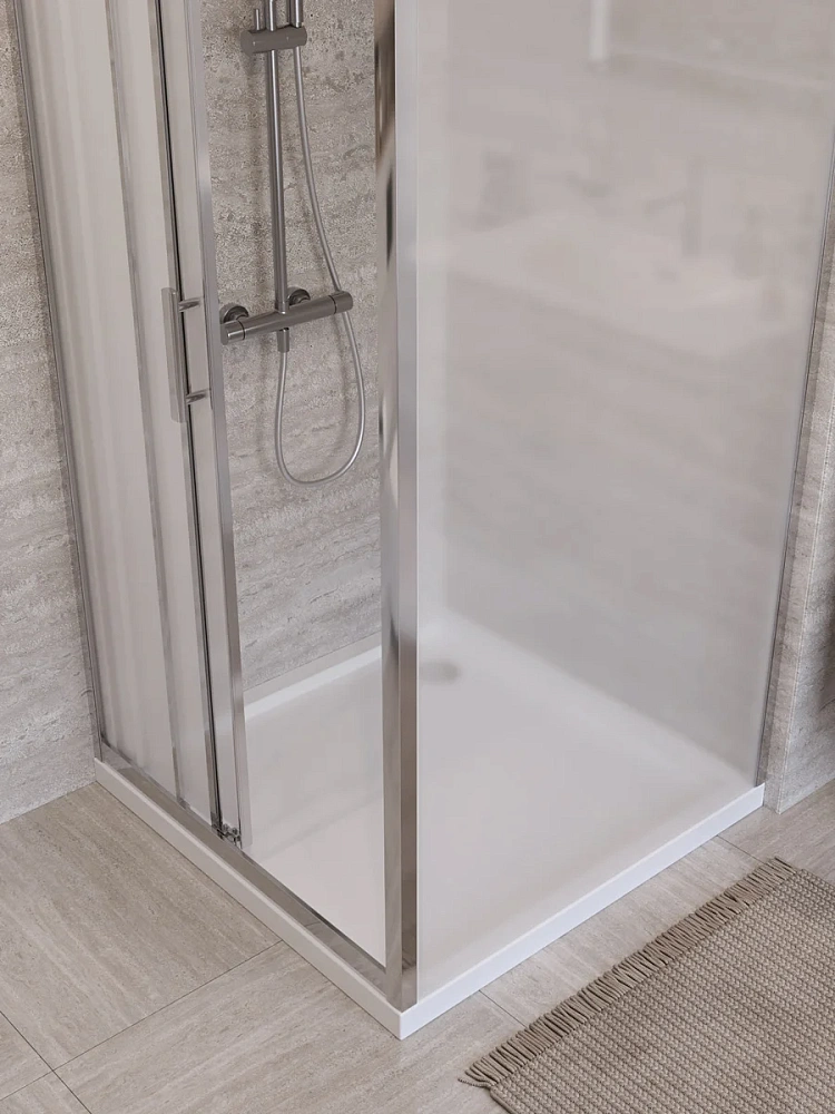 Душевой уголок BelBagno UNO-195-AHF-31-100/90-P-Cr 100x90 см, профиль хром, стекло рифленое — Изображение 3