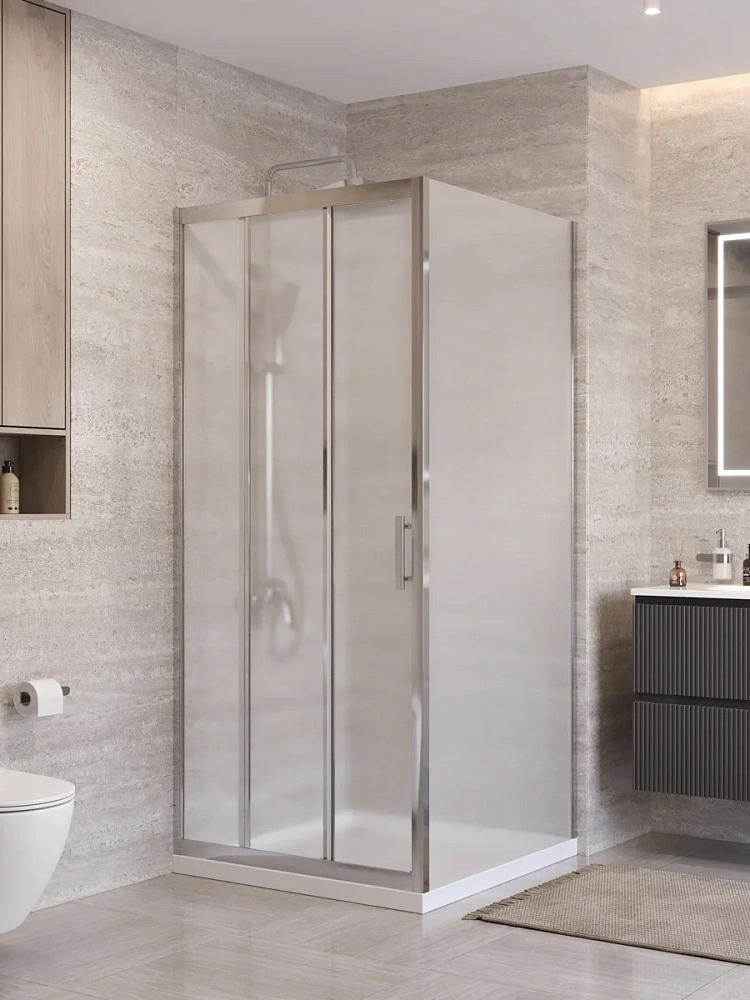 Душевой уголок BelBagno UNO-195-AHF-31-100/90-P-Cr 100x90 см, профиль хром, стекло рифленое — Изображение 1