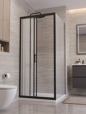 Душевой уголок BelBagno UNO-195-AF-31-90-P-NERO 90x90 см, профиль черный, стекло рифленое Душевой уголок BelBagno UNO-195-AF-31-90-P-NERO 90x90 см, профиль черный, стекло рифленое