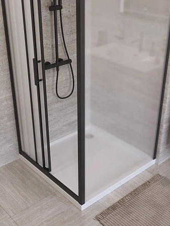 Душевой уголок BelBagno UNO-195-AF-31-90-P-NERO 90x90 см, профиль черный, стекло рифленое Душевой уголок BelBagno UNO-195-AF-31-90-P-NERO 90x90 см, профиль черный, стекло рифленое
