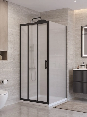 Душевой уголок BelBagno UNO-195-AF-31-90-P-NERO 90x90 см, профиль черный, стекло рифленое Душевой уголок BelBagno UNO-195-AF-31-90-P-NERO 90x90 см, профиль черный, стекло рифленое