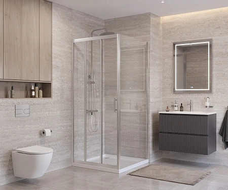 Душевой уголок BelBagno UNO-195-AF-31-90-C-IN 90x90 см, профиль сатин, стекло прозрачное Душевой уголок BelBagno UNO-195-AF-31-90-C-IN 90x90 см, профиль сатин, стекло прозрачное
