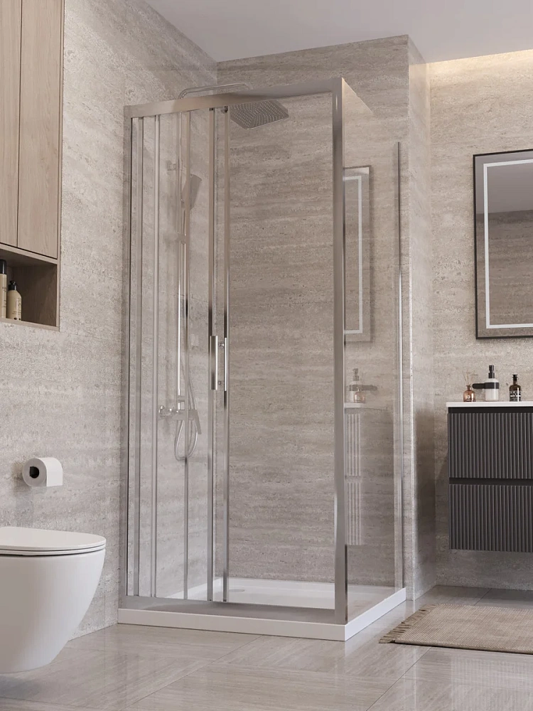 Душевой уголок BelBagno UNO-195-AHF-31-90/80-C-Cr 90x80 см, профиль хром, стекло прозрачное — Изображение 2