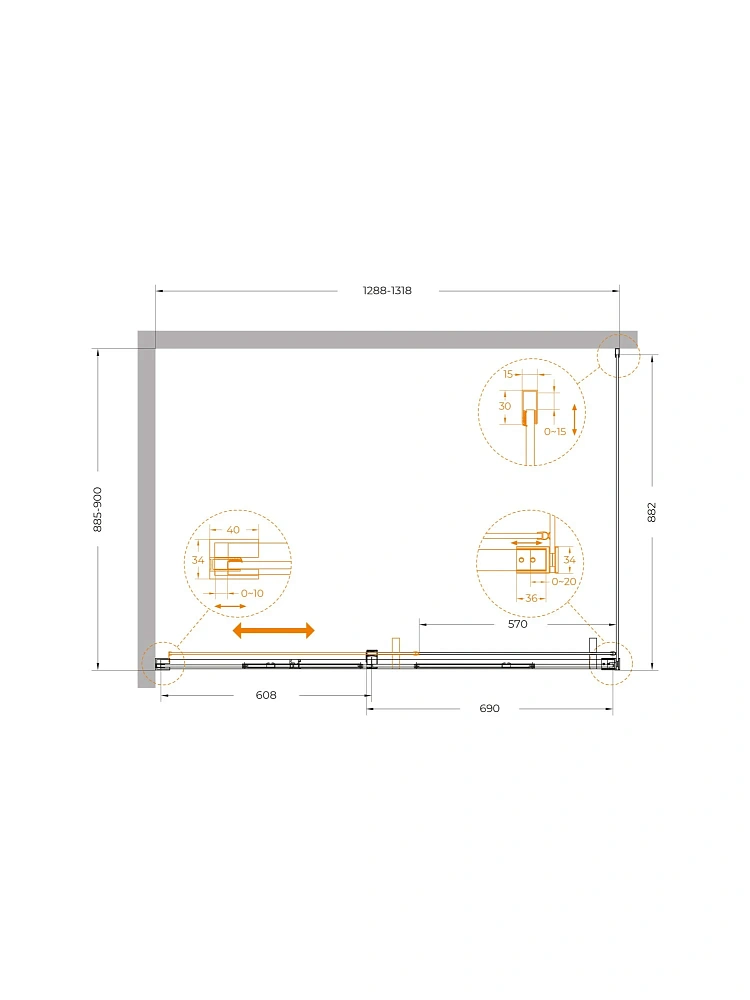 Душевой уголок CEZARES PLANE-AH-1-130/90-C-BORO 130x90 см — Изображение 8