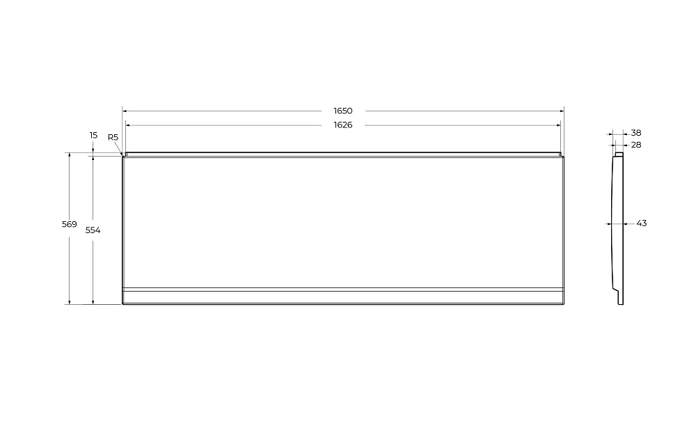 Экран для ванны фронтальный CEZARES ECO-165-SCR-W37 — Изображение 2