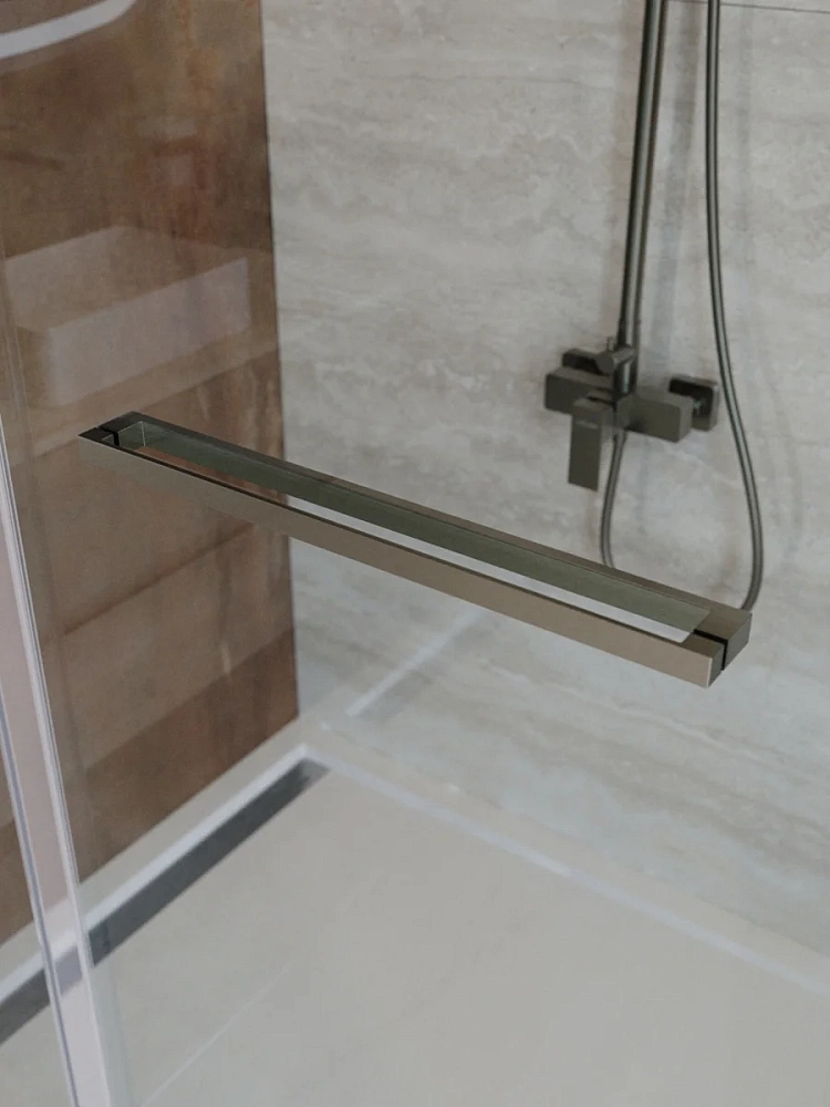 Душевой уголок CEZARES LUX-AH-FS-11-120/100-C-GM 120x100 см, профиль оружейная сталь, стекло прозрачное — Изображение 5
