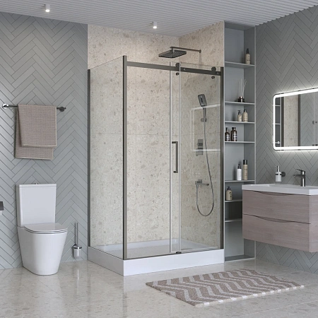 Душевой уголок BelBagno MARINO-2-AH-1-120/100-C-GM 120x100 см, профиль оружейная сталь, стекло прозрачное Душевой уголок BelBagno MARINO-2-AH-1-120/100-C-GM 120x100 см, профиль оружейная сталь, стекло прозрачное