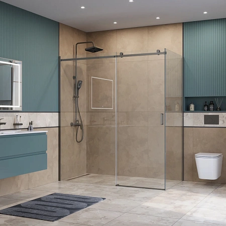 Душевой уголок BelBagno SOFT_CLOSE-2-AH-1-180/100-C-GM 180x100 см, профиль оружейная сталь, стекло прозрачное Душевой уголок BelBagno SOFT_CLOSE-2-AH-1-180/100-C-GM 180x100 см, профиль оружейная сталь, стекло прозрачное