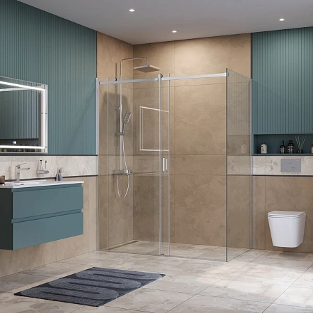 Душевой уголок BelBagno SOFT_CLOSE-2-AH-1-160/100-C-Cr 160x100 см, профиль хром, стекло прозрачное Душевой уголок BelBagno SOFT_CLOSE-2-AH-1-160/100-C-Cr 160x100 см, профиль хром, стекло прозрачное