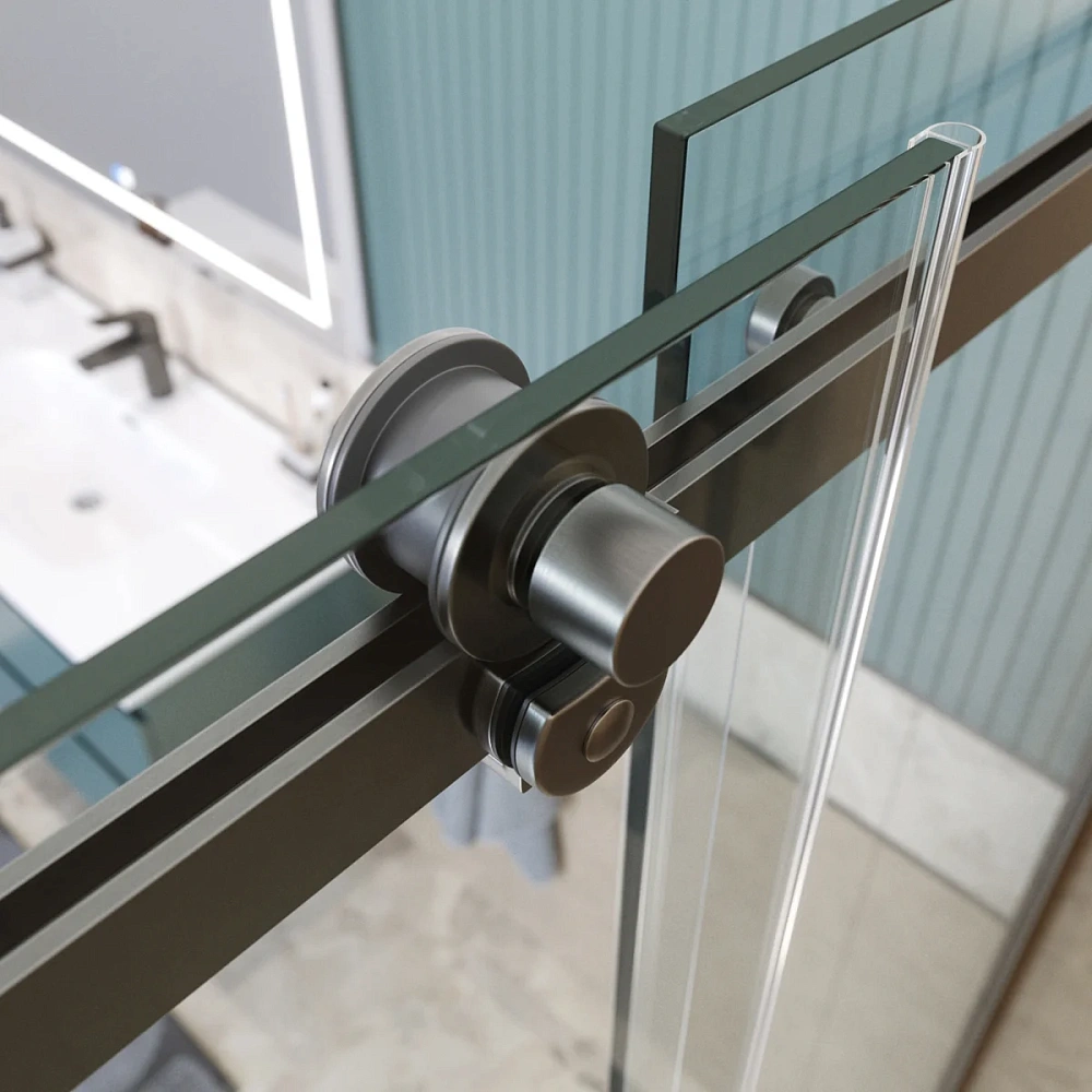 Душевой уголок BelBagno SOFT_CLOSE-2-AH-1-140/100-C-GM 140x100 см, профиль оружейная сталь, стекло прозрачное — Изображение 7