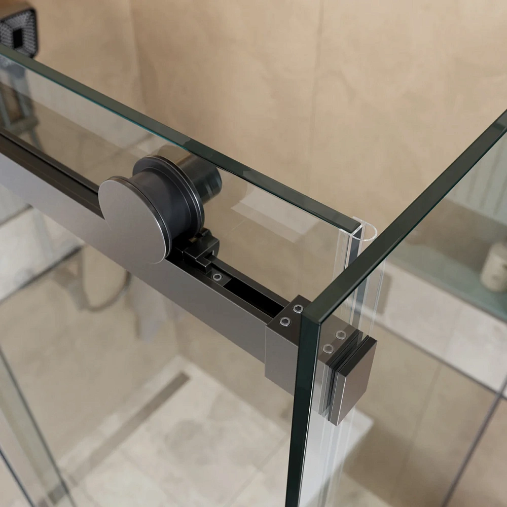 Душевой уголок BelBagno SOFT_CLOSE-2-AH-1-140/100-C-GM 140x100 см, профиль оружейная сталь, стекло прозрачное — Изображение 8